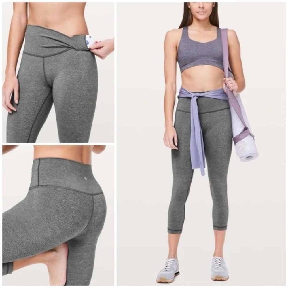 lululemon Wunder Under Crop 21" Heathered Black 45300